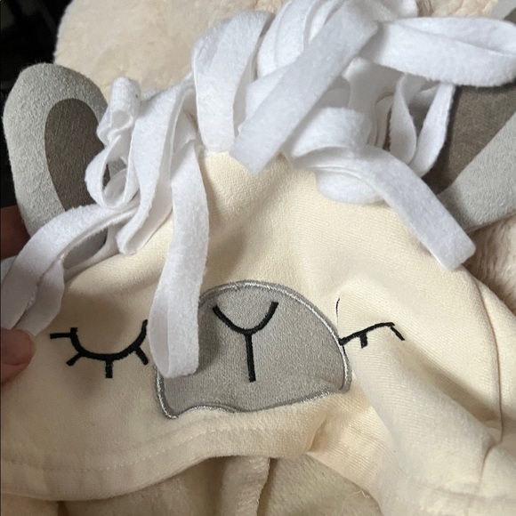 Doodle Pants Cream Hoodie with Orange and Blue Highlights - Picture 3 of 6